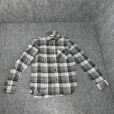 Vans Kids Gray Plaid Flannel Button Up Dress Shirt Sz Youth Small Long Sleeve - Image 1 of 4
