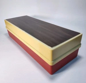 Vintage Cassette Storage Case Plastic Holds 15 Tapes Red, White & Wood Finish - Picture 1 of 16