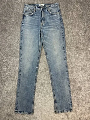 Jeans Zara para mujer 6 azul denim algodón elástico tiro alto pierna recta 28x33 Foto 1 de 4