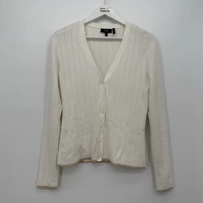 Cárdigan Theory Tejido Abierto Blanco y Tostado Top Preppy Diseñador Talla Mediana Foto 1 de 4