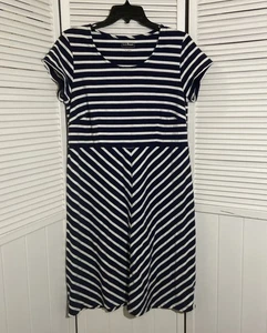 LL Bean Damen M blau weiß gestreift Kleid maritim Küste Outdoor Stretch adrett - Bild 1 von 8