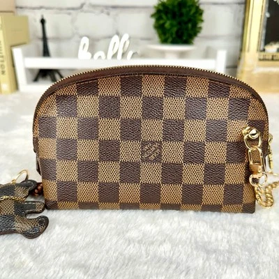 Louis Vuitton Damier Ebene Cosmetic Pouch PM crossbody bag with chain - Image 1 of 4
