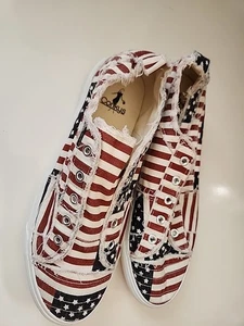 Corkys Raw Edge Canvas Slip On Sneakers American Flag/ Patriotic Womens Size 11 - Picture 1 of 4