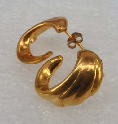 Neugablonz: Paar Ohrstecker Halbcreolen im Design der 1980er Jahre (118022) - Bild 1 von 4