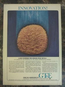 GT&E Powdered Metal Cooling Space Materials 1964 Vintage Print Ad - Bild 1 von 1