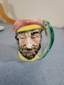 Vintage Royal Crown 4984 Fisherman Pirate Old Man Pirate Cup Mug fish handle - Picture 1 of 6