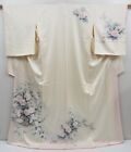 3726T03z940  Japanese Kimono Silk TSUKESAGE Flower cart Off-white