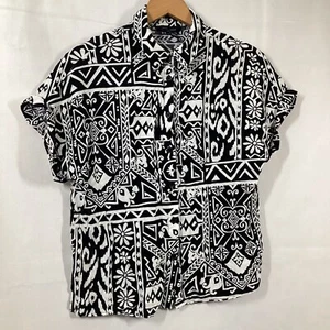 New Look Womens Black / Cream Geometric Patterned Blouse Size 10 - Picture 1 of 5
