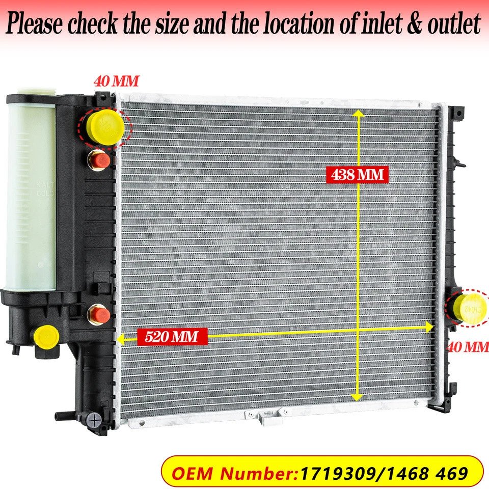 Premium Quality RADIATOR Fit BMW 5 Series E34 E36 E39 520i 525i M52 B28 88-94 - image 1 of 4