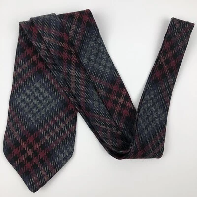Corbata de cuello de seda para hombre Parisian Signature roja negra gris tejida 55" a cuadros Foto 1 de 4