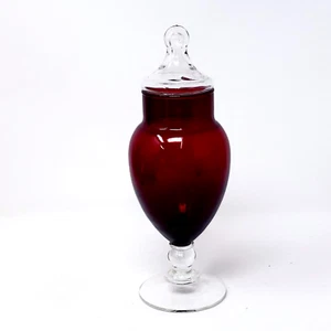 Anchor Hocking Ruby Red Apothecary Jar Circus Tent Lid 8.5" Tall - Picture 1 of 5