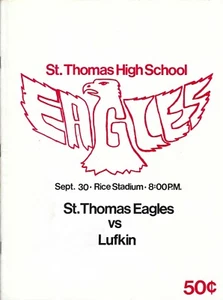 Lufkin Panthers 1977 vs Houston St. Thomas Texas High School programa de fútbol - Imagen 1 de 1
