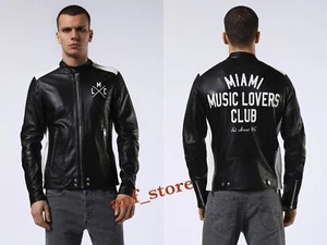 Neu mit Etikett Diesel L-FYFE Herren LEDER Schaf Moto SCHWARZ Jacke L Large - Bild 1 von 8