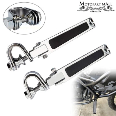 Motorcycle 1"~1-1/4" Engine Guard Crash Bar U-Clamp Foot Pegs For Harley Touring — 第 1/4 张图片