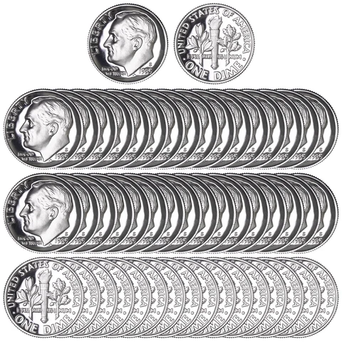 1985 S Roosevelt Dime Roll Gem Deep Cameo CN-Clad Proof 50 US Coins Cover