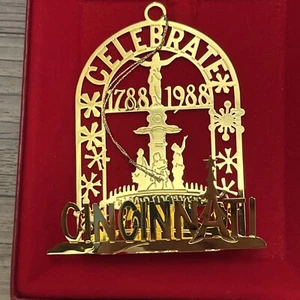 McAlpins Cincinnati 1988 Bicentennial Ornament Gold 24k finish Original Box Xmas - Picture 1 of 4