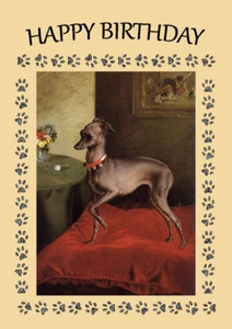 ITALIAN GREYHOUND DOG ON CUSHION DOG BIRTHDAY GREETINGS NOTE CARD - Foto 1 di 1