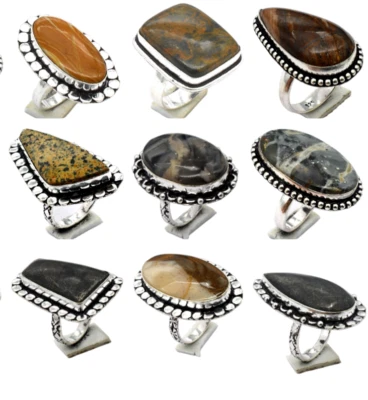 5 Stück Mix Größe Menge Jaspis Edelstein Ethnisch Handgemacht Ringe - Bild 1 von 2