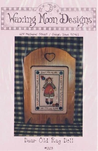 Cross Stitch Waxing Moon Designs Dear Old Rag Doll Primitive Needlework OOP - Picture 1 of 2