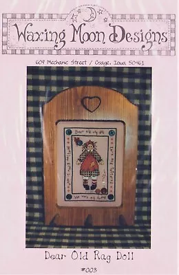 Cross Stitch Waxing Moon Designs Dear Old Rag Doll Primitive Needlework OOP - Image 1 of 2