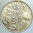 1966 AUSTRALIE UK reine Elizabeth II avec kangourous argent pièce de 50 cents i102155