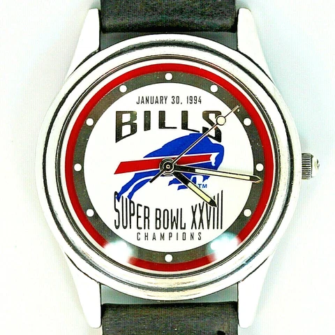 Super Bowl 1994 Authentic Bills GA Dome, New Fossil NFL Logo Watch XXX/1500 $75 Cover