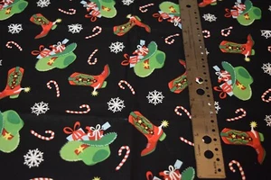COWBOY HATS AND BOOTS🎄 Christmas Cotton Fabric 24" x 44" Wide Brother Sister - Picture 1 of 1