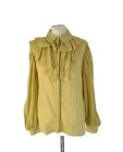 Sport Max Code Womens Top Size UK 10 Lime Green Front Frilled Shirt Blouse.