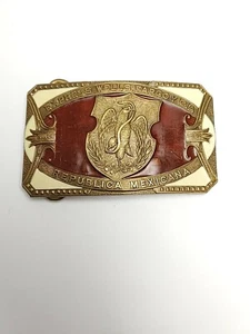 Vintage Messing Gürtelschnalle, Express Wells Fargo Y CIA. Republik Mexicana  - Bild 1 von 8