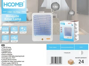 Lampada Elettrica Insetticida UV Anti Mosche Zanzare Insetti Volanti 1.5W HM1670 - Foto 1 di 6