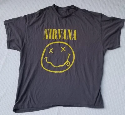 Vintage Nirvana T-Shirt Mens Extra Large, Gray, Nevermind Smiley  - Image 1 of 4