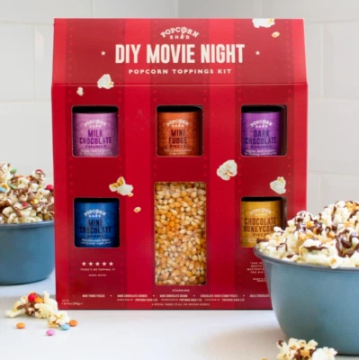 Movie Night DIY Popcorn Toppings Kit | Popping Corn And 5 Toppings Gift Pack - Image 1 of 4