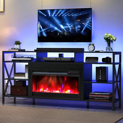 RGB LED TV Stand Cabinet with Fireplace for 60- 80" in TVs  App &Remote Control - Image 1 of 4