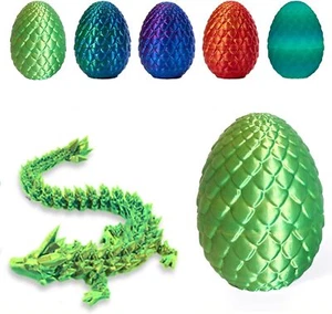 3D Printed Dragon Egg with 12" Flexible Dragon Fidget Toy Home Office Desk Decor - Picture 1 of 25