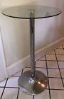 Modern 42” H X 23” Diameter Round Clear Glass Top Bar  Table With Chrome Stand.