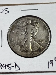 1945-D US Walking Liberty Silver Half Dollar - Picture 1 of 4