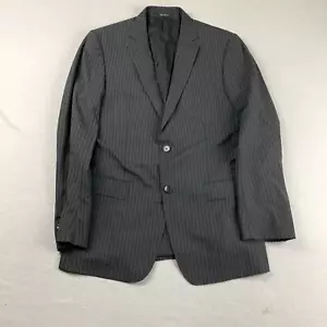 Z Zegna Blazer Mens 48R Black Pinstriped Wool Button Up Jacket - Picture 1 of 10