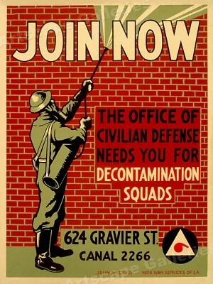 1942 Civil Defense Classic Works Progress Administration Poster - 18x24