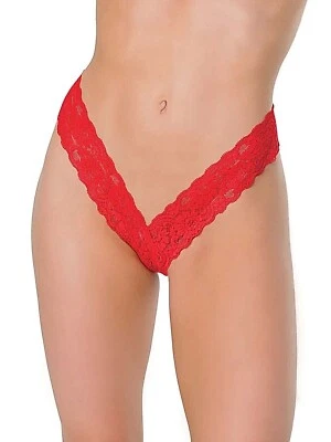 Mujer Tanga Corte Alto Pierna Alta Elastizado Encaje Panty Negro o Rojo Talla Única Foto 1 de 4
