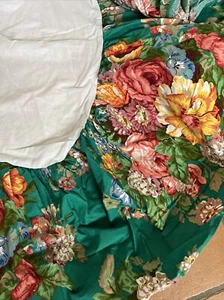 Vintage Ralph Lauren India Street Green Floral Twin Size Bed skirt Dust Ruffle - Bild 1 von 4