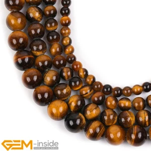 Yellow Tiger Eye Natural Round Big Hole 2mm Spacer Loose Beads Jewelry Making15" - Picture 1 of 46