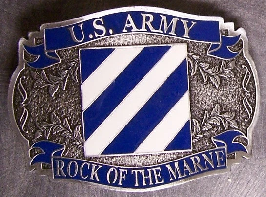 Cinturón Militar Hebilla Peltre 3er Tercera Infantería Emblema NUEVO - Roca del Marne Foto 1 de 1