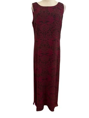 Nwt Vtg Kay Unger Silk Maxi Dress Burgundy Brocade Print Sz 8  - Image 1 of 4