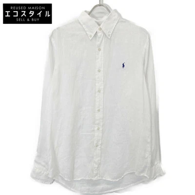 Camisa Top Ralph Lauren Blanca Lino Abotonada M Damas Usada Foto 1 de 4