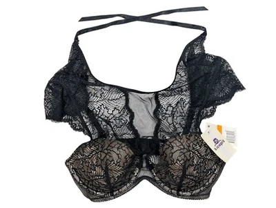 Gravata de fita B.tempt'd Wacoal After Hours Bralette tamanho pequeno preta copos de espuma de renda - Imagem 1 de 4