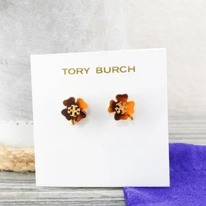 Tory Burch Resin Kleeblatt Ohrstecker Schildpatt braun - Bild 1 von 12