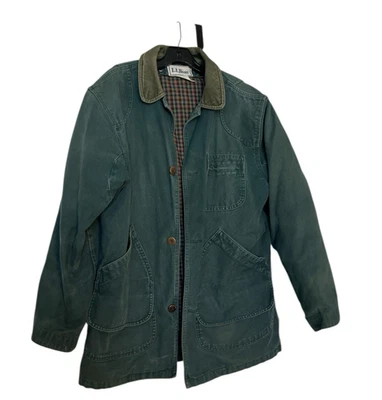 Vintage LL BEAN Coat Green Field Barn Remove Flannel Liner Canvas Chore Large - Image 1 of 4