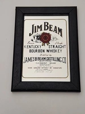 Vintage JIM BEAM Whiskey Bar Mirror Advertising 6" - Image 1 of 4