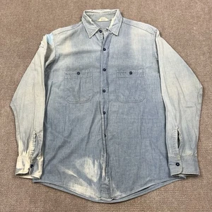 Vintage 50s Penneys Compass Denim Chambray Workwear Button Up Shirt Mens Large - Picture 1 of 7