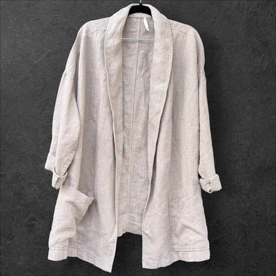 Eileen Fisher 3X Organic Linen Jacket Blazer Long Career Lagenlook Beige Pockets - Image 1 of 4